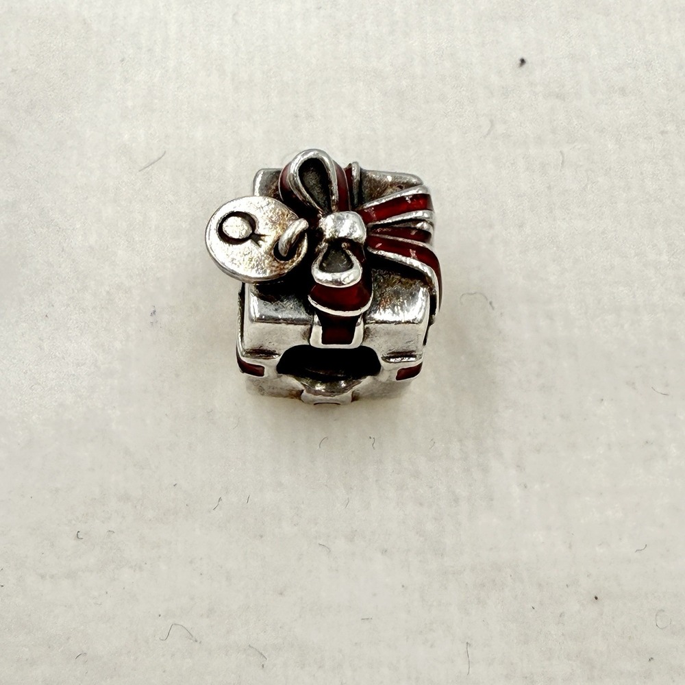 Pandora Red Gift Present Bead Charm in Sterling Silver .925 Christmas Holiday - Picture 2 of 7